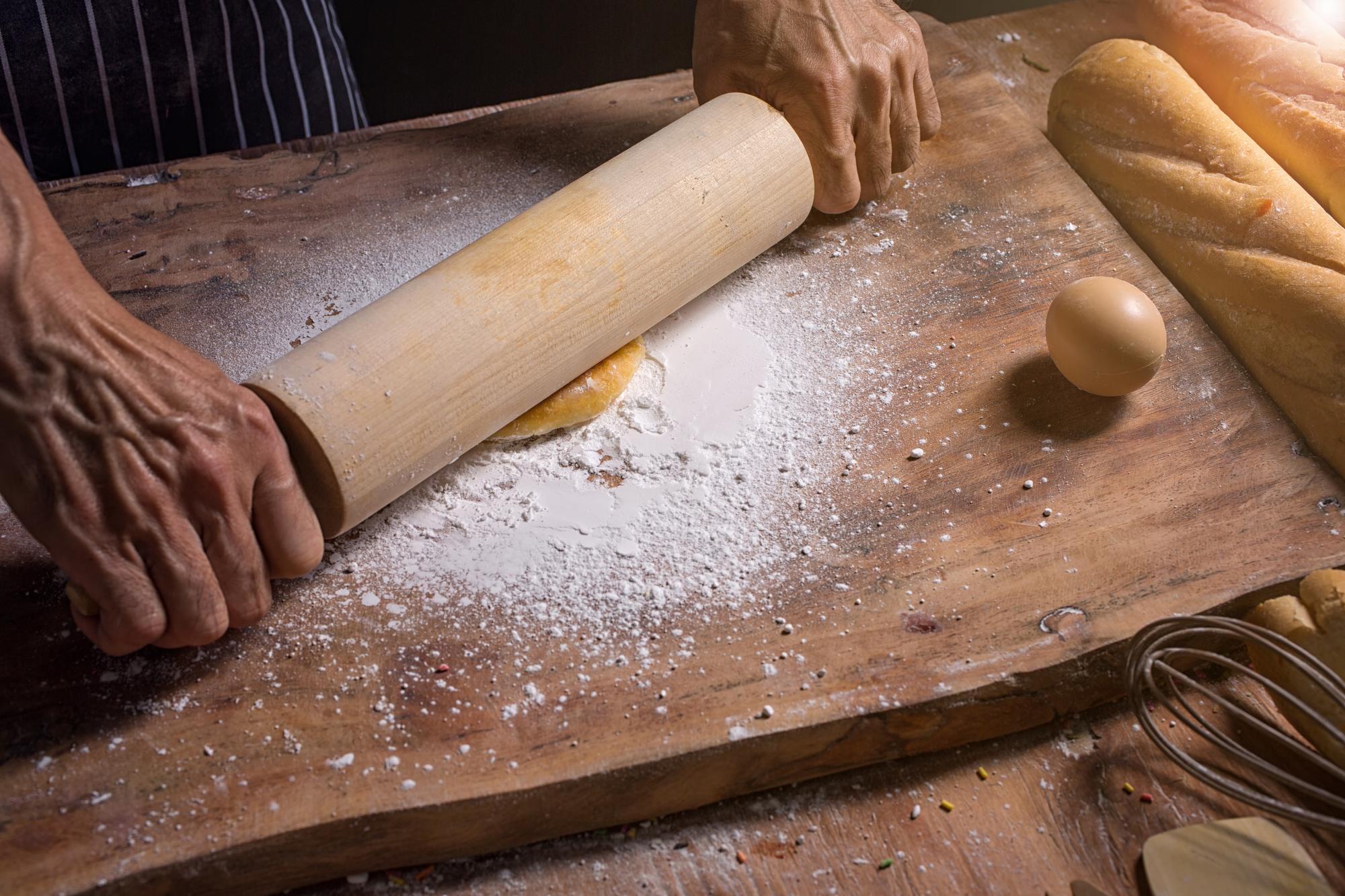 Fresh pasta being rolled
